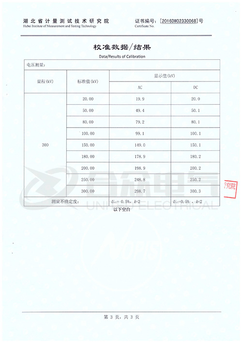 阻容分壓器證書(shū)