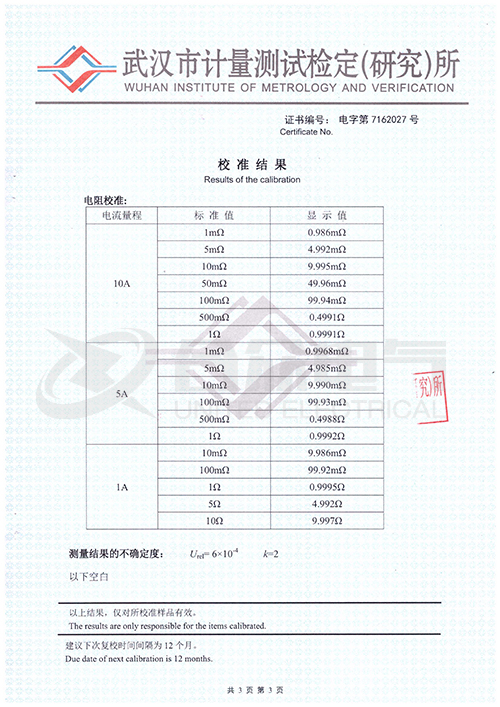 直流電阻快速測試儀，直流電阻測試儀 證書